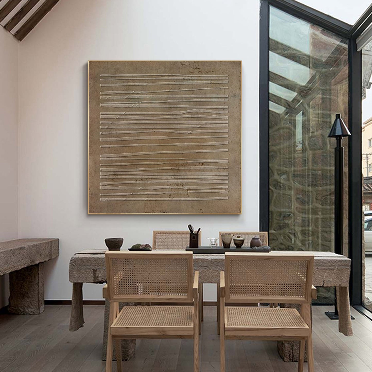 Minimalist Wabi-Sabi Abstract Oil Painting for Modern Home Decor