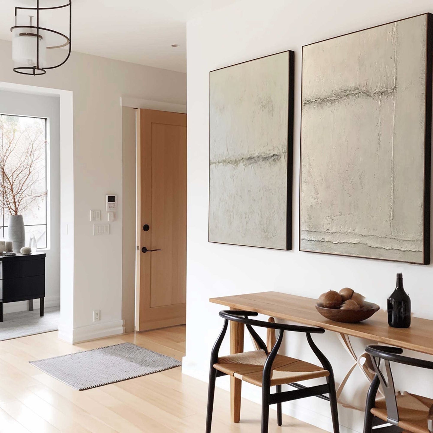 Beige and Grey Modern Abstract Art Set for Contemporary Home Décor