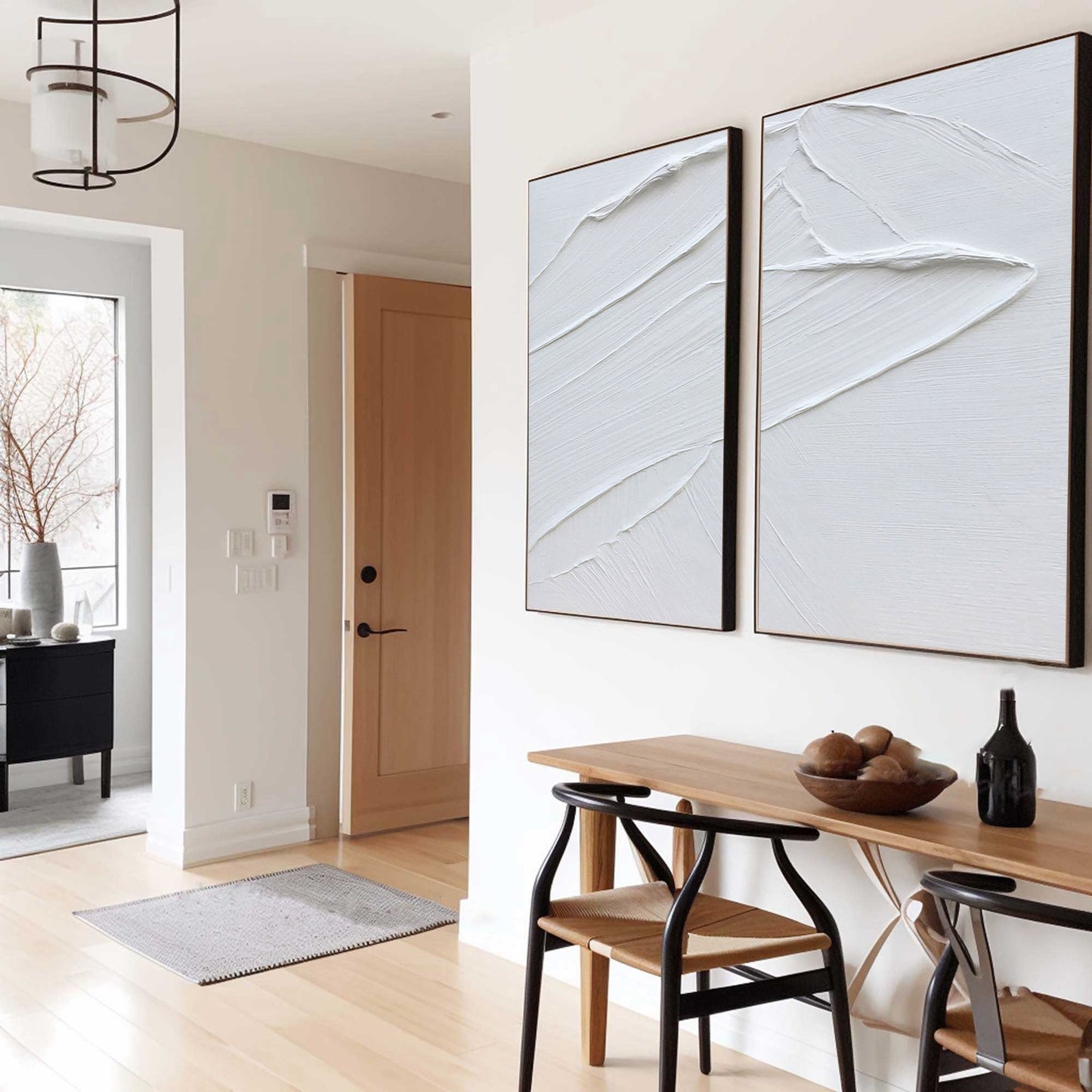 Elegant White Minimalist Abstract Oil Paintings for Modern Home Decor