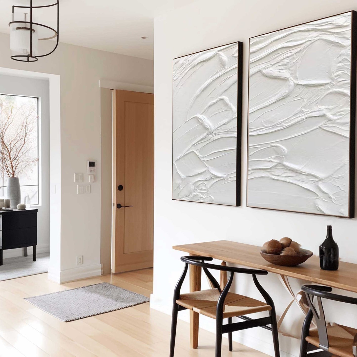 Elegant White Minimalist Abstract Oil Paintings for Modern Home Décor