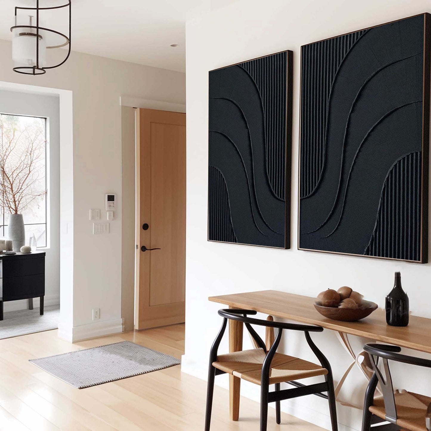 Black Abstract Minimalist Canvas Art for Modern Home Decor