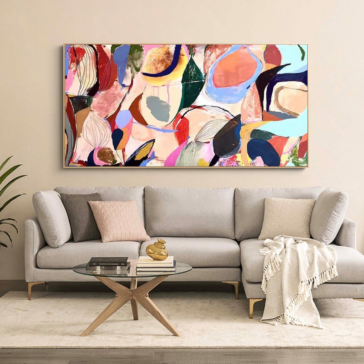 Colorful Abstract Oil Painting for Modern Home Décor and Artistic Inspiration