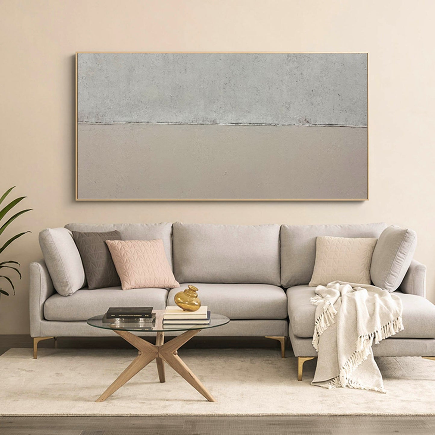 Serene Minimalist Abstract Oil Painting for Modern Home Decor