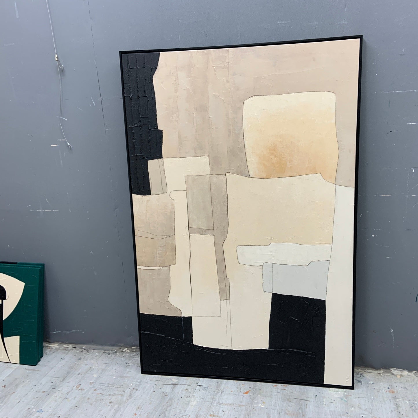 Contemporary Neutral Abstract Oil Painting for Modern Home Decor