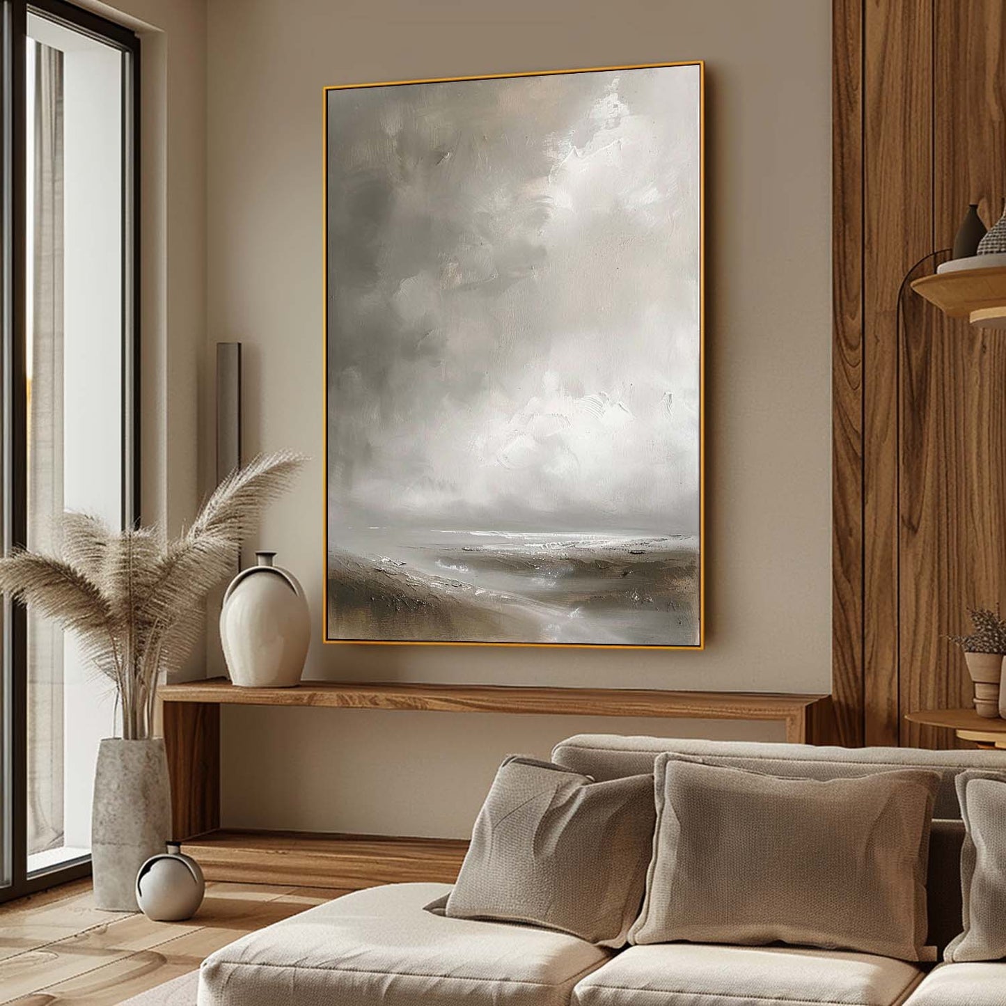 Serene Coastal Landscape Oil Painting for Tranquil Home Decor