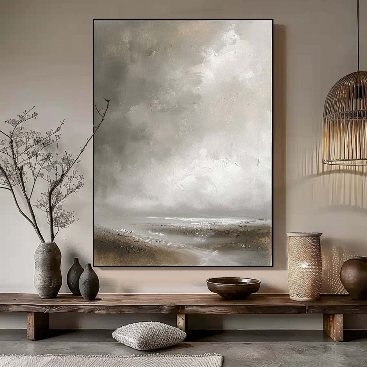 Serene Coastal Landscape Oil Painting for Tranquil Home Decor