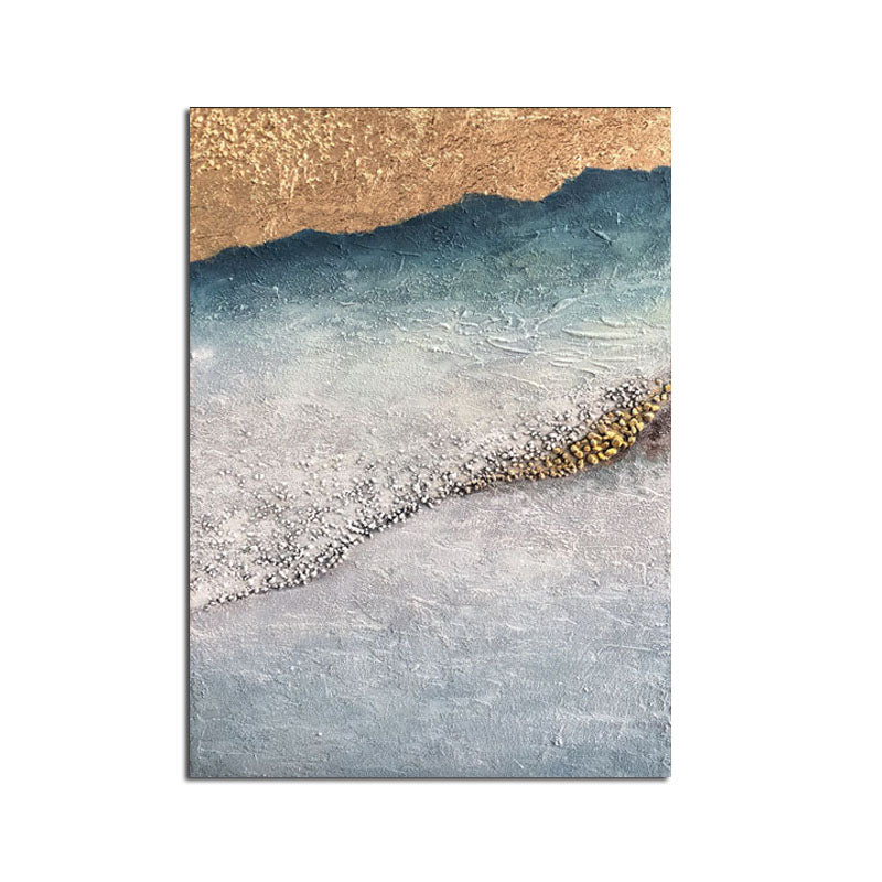 Coastal Elegance: Textured Seashore Seashells Oil Painting for Beach Home Decor