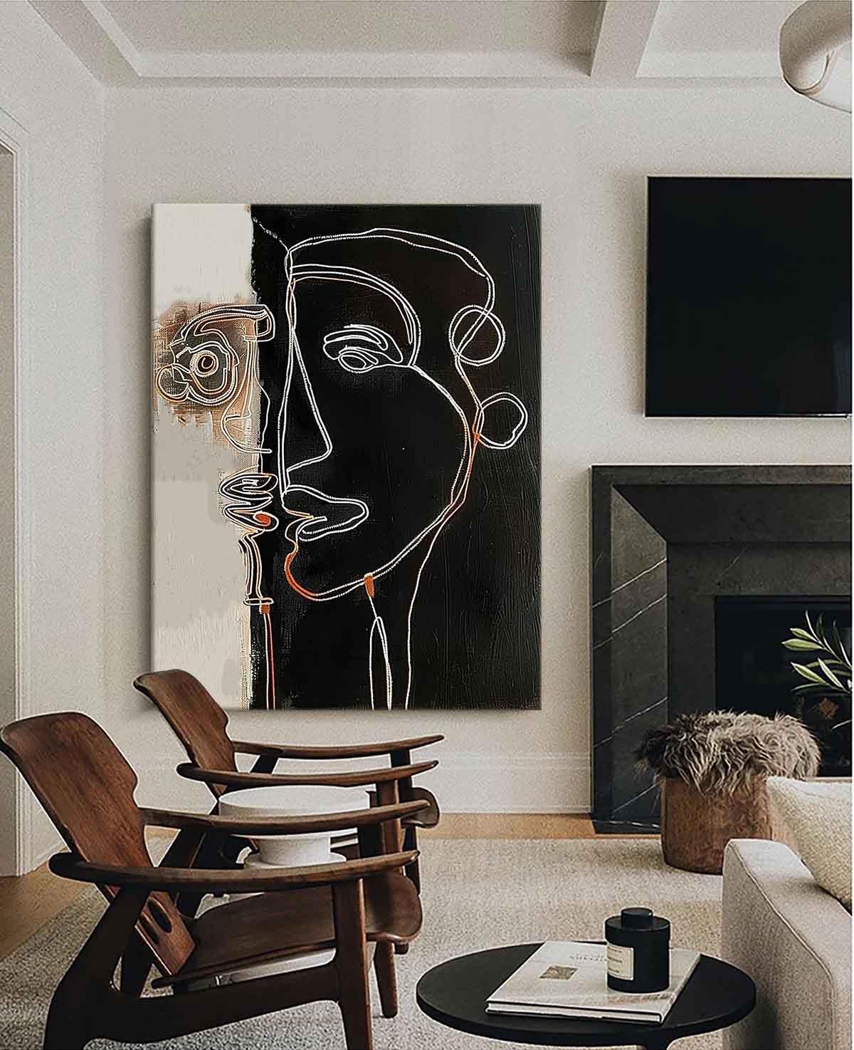 Modern Minimalist Black and White Line Art for Contemporary Decor
