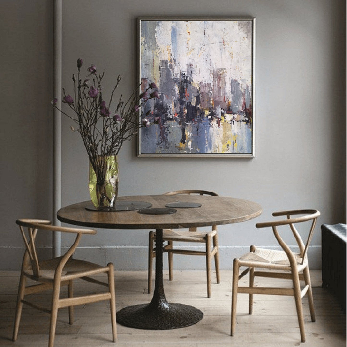 Contemporary Urban Abstract Oil Painting for Modern Home Decor
