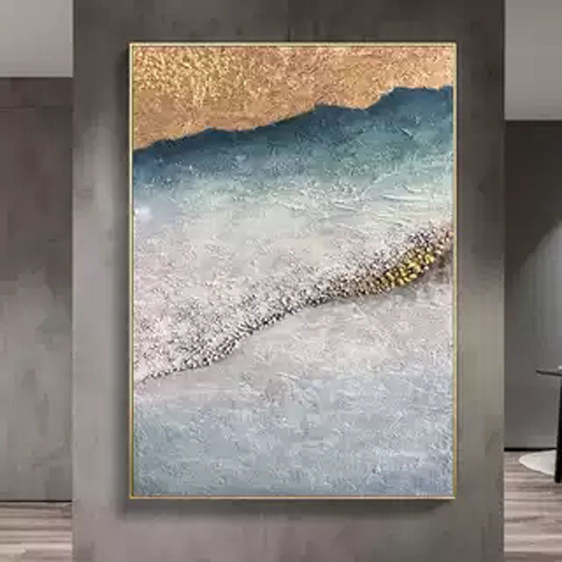Coastal Elegance: Textured Seashore Seashells Oil Painting for Beach Home Decor