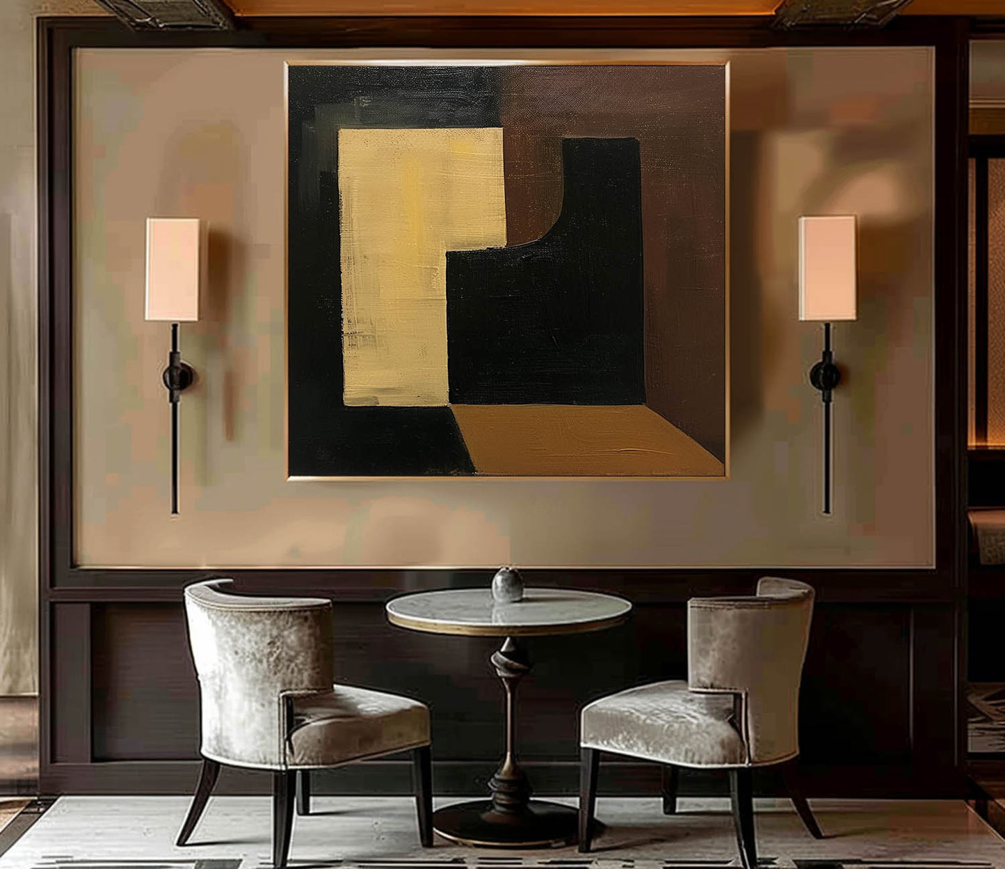 Modern Abstract Geometric Oil Painting for Contemporary Home Decor