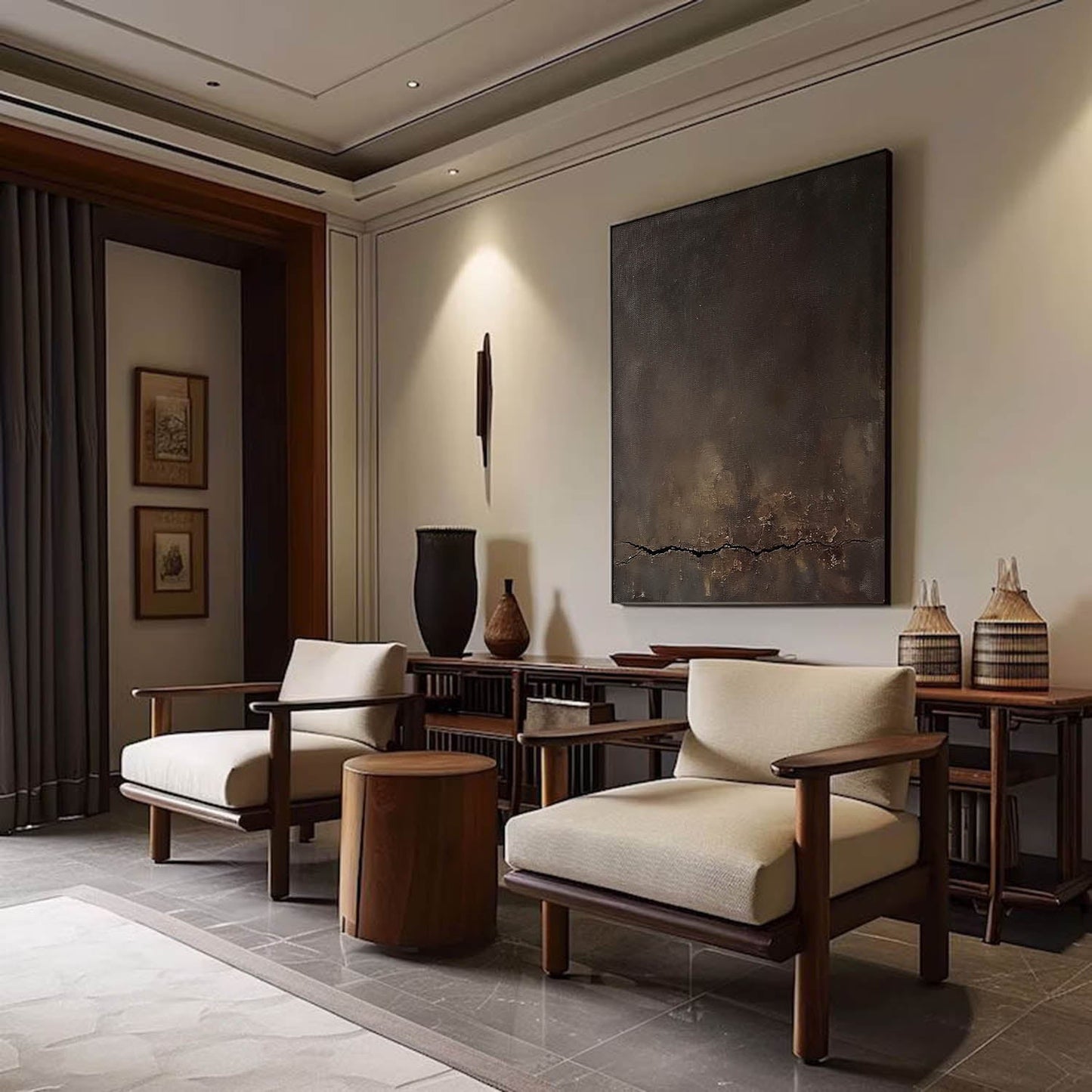 Elegant Minimalist Abstract Oil Painting for Contemporary Home Decor