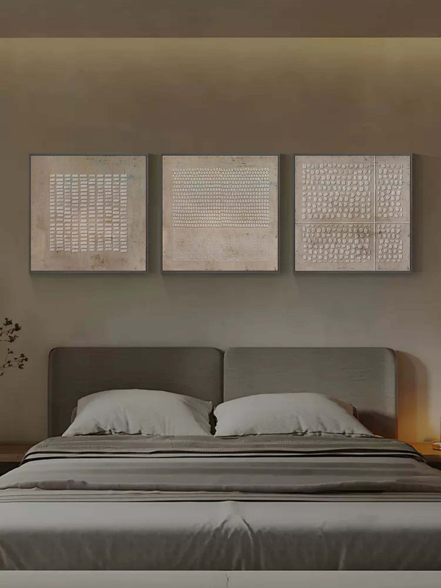 Contemporary Abstract Oil Painting Triptych for Modern Home Decor