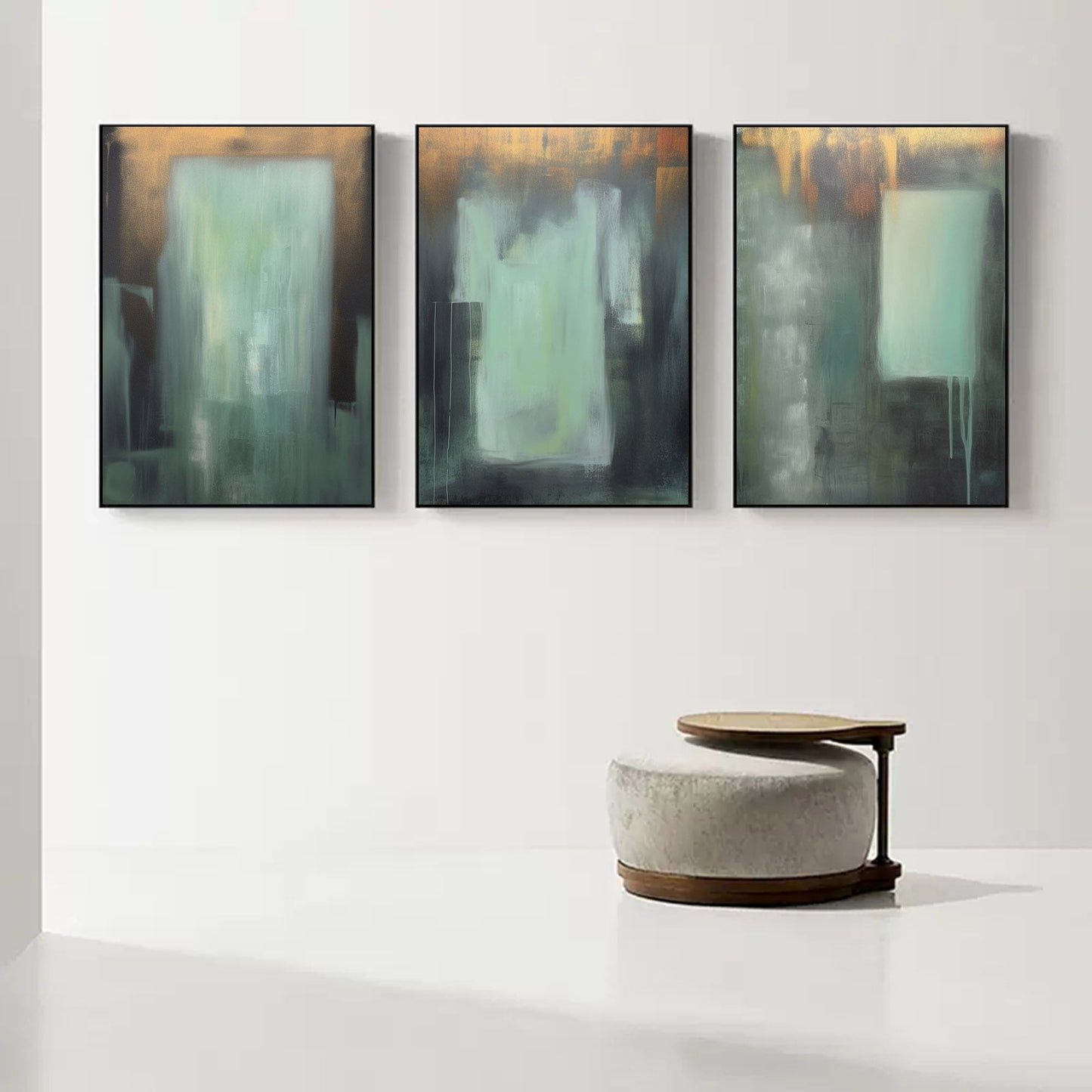 Elegant Abstract Oil Painting Triptych for Modern Home Decor