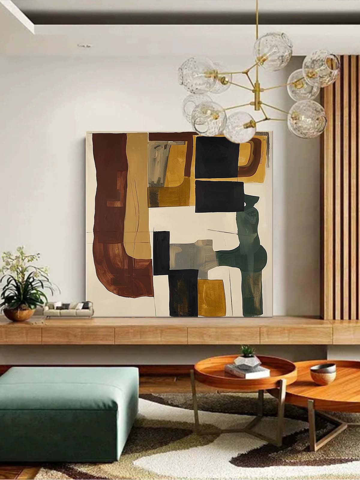 Contemporary Vintage Abstract Oil Painting for Modern Home Decor