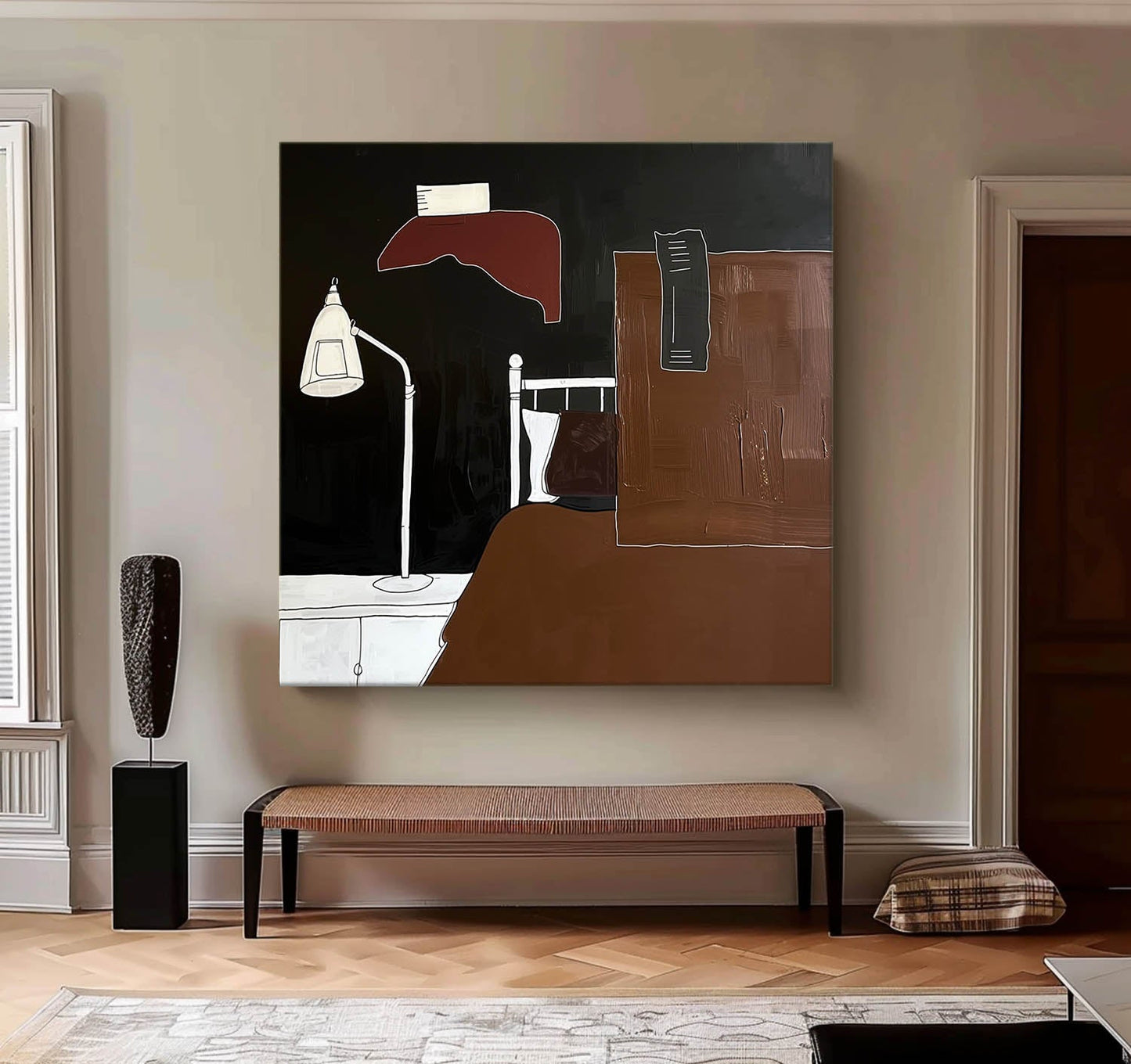 Contemporary Vintage Abstract Oil Painting for Modern Home Decor