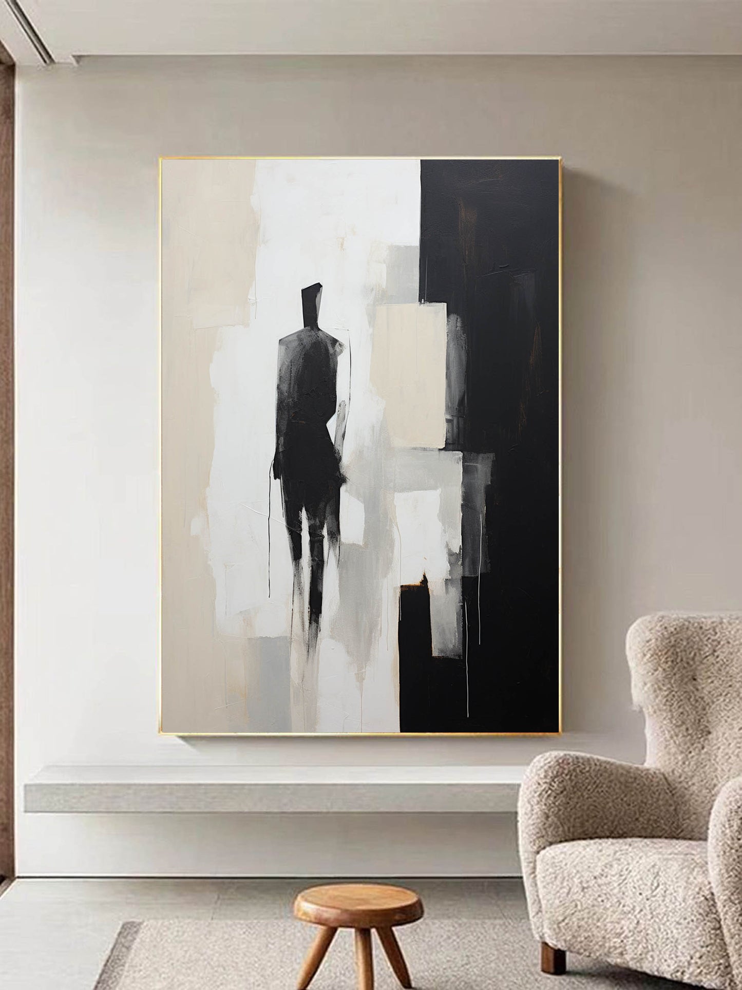 Elegant Abstract Minimalist Oil Painting for Modern Home Decor