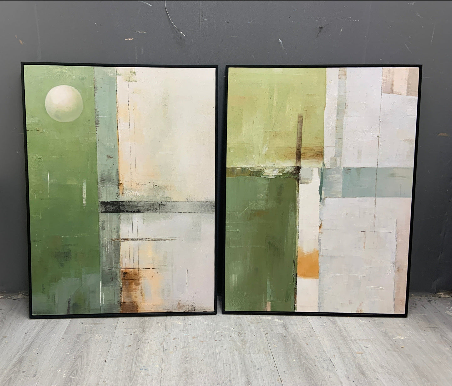 Contemporary Green Abstract Oil Painting for Modern Home Decor