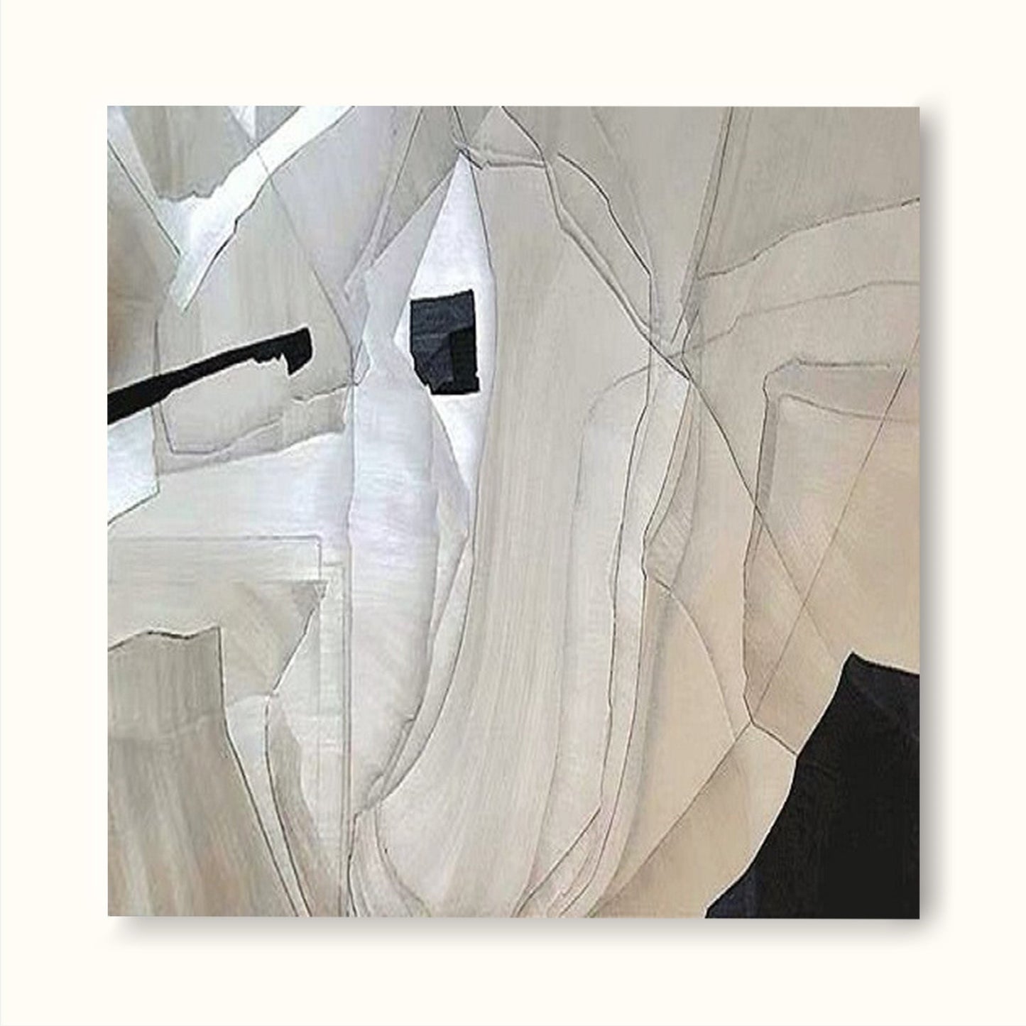 Contemporary Minimalist Geometric Oil Painting for Modern Home Decor