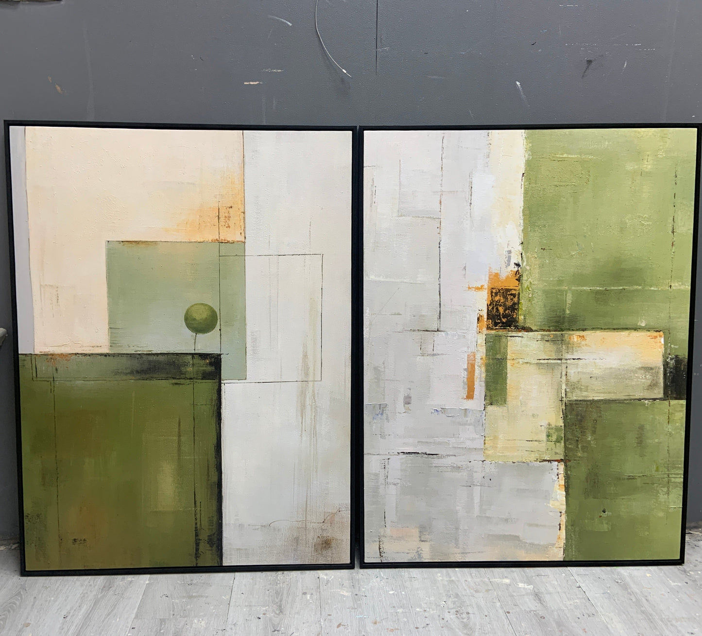 Contemporary Green Abstract Oil Painting for Modern Home Decor