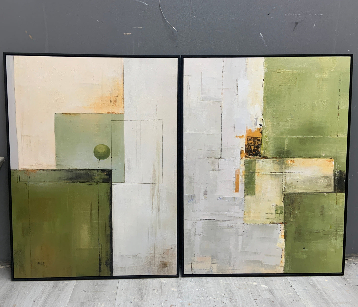 Contemporary Green Abstract Oil Painting for Modern Home Décor