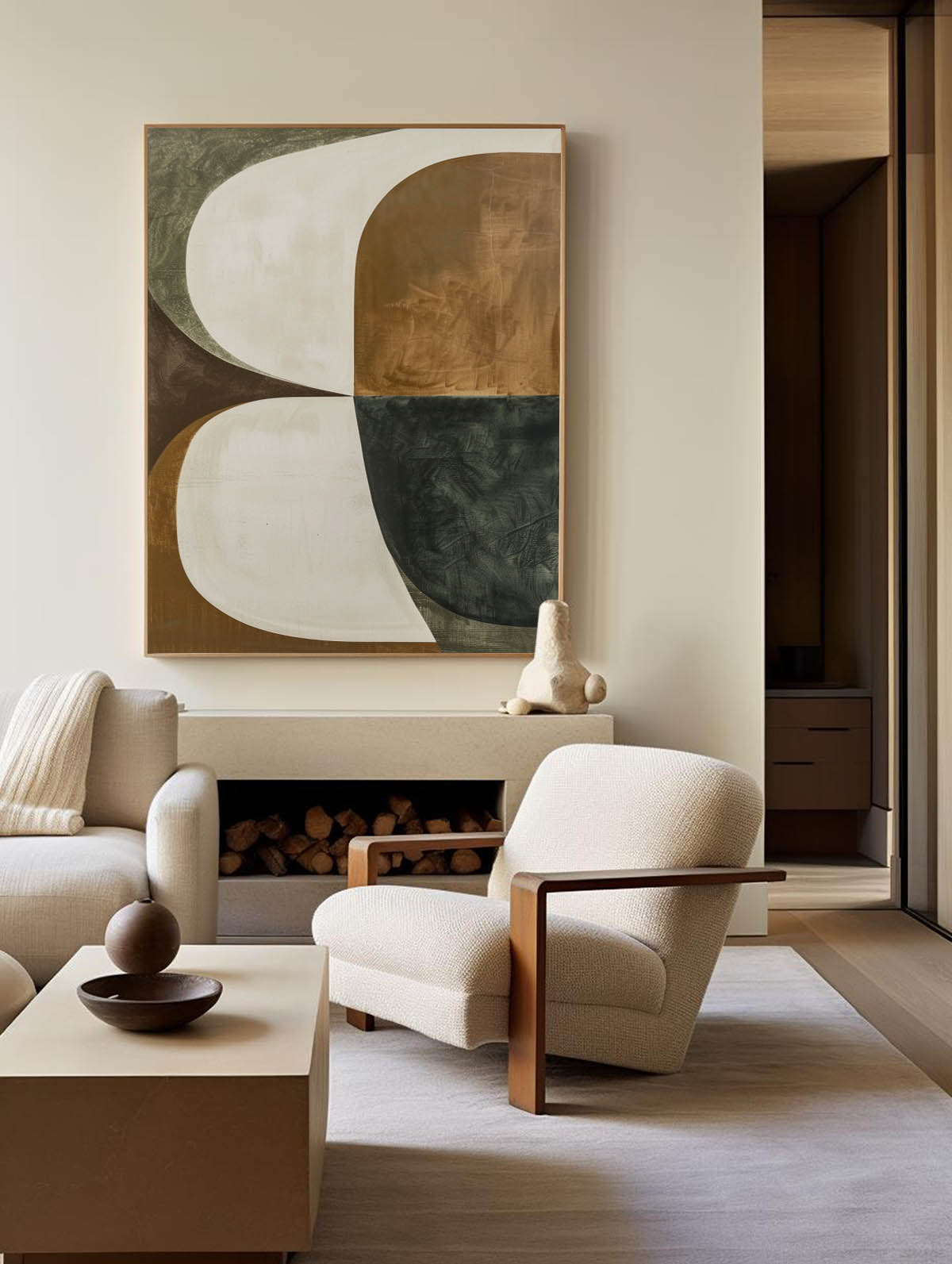 Contemporary Geometric Abstract Oil Painting for Modern Home Decor