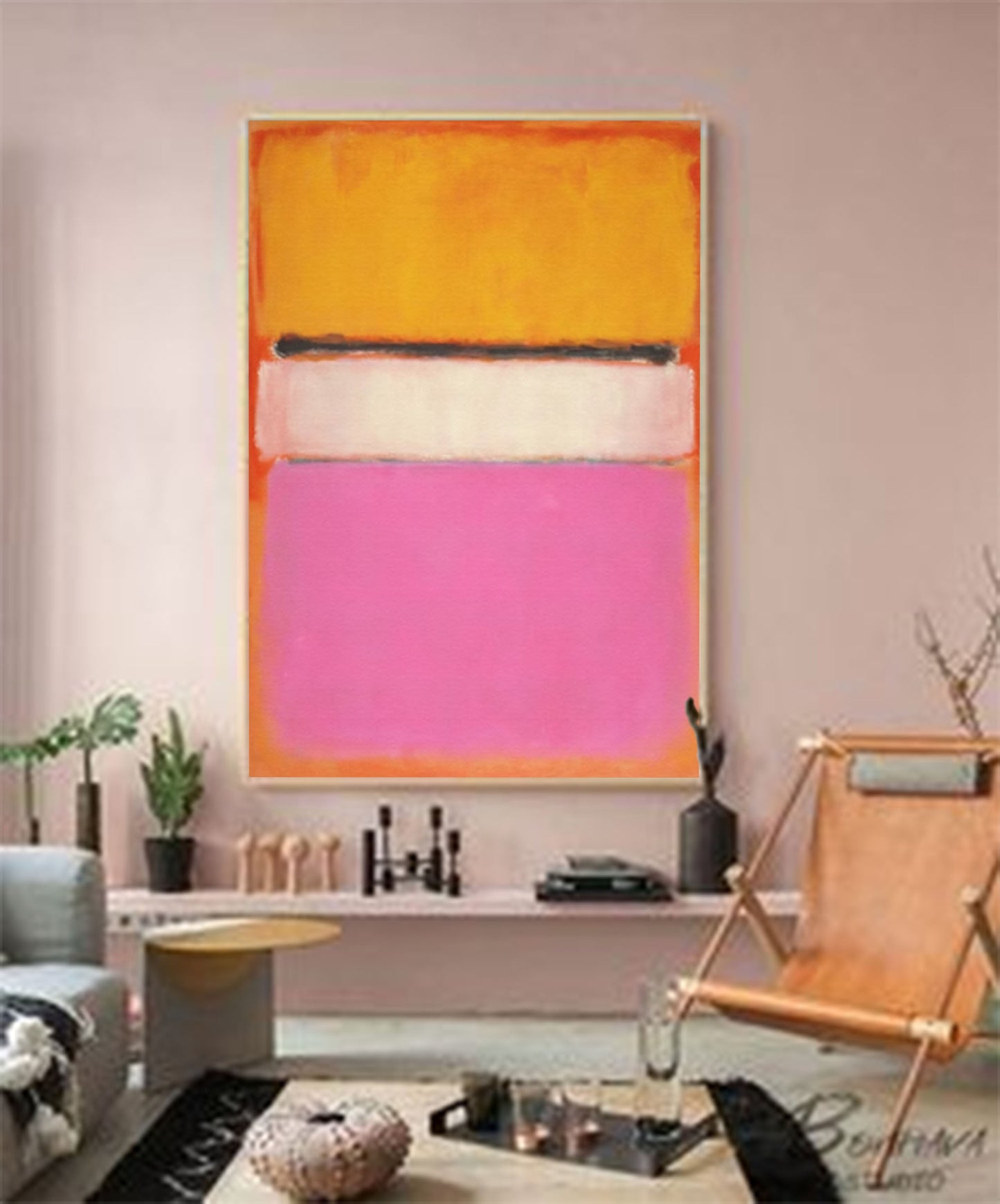 Vibrant Minimalist Oil Painting in Bold Colors for Modern Home Decor