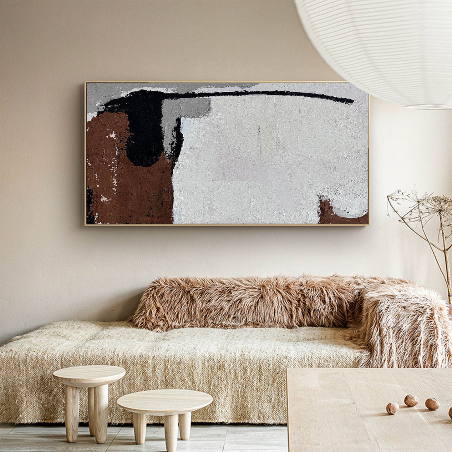 Contemporary Abstract Oil Painting with Bold Colors and Textured Design