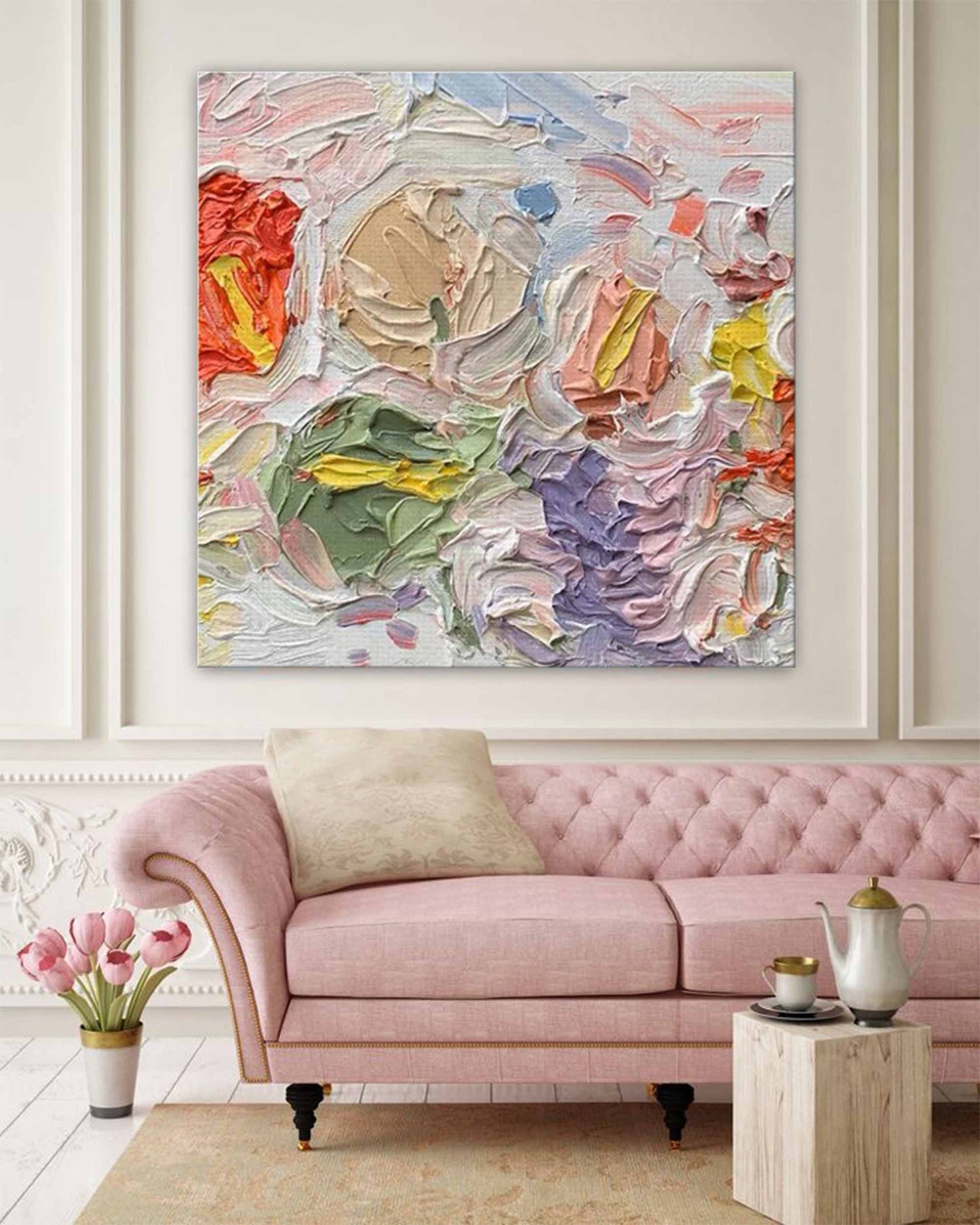 Colorful Abstract Oil Painting for Modern Home Décor