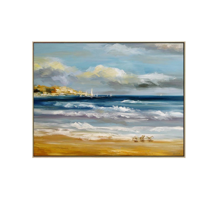 Coastal Serenity: Captivating Oil Painting of Waves and Summer Skies