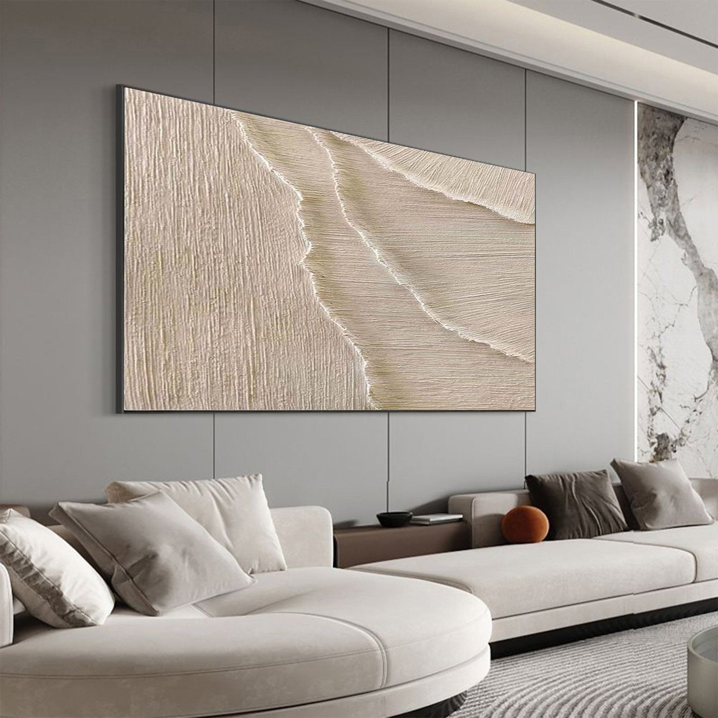 Serene Coastal Abstract Oil Painting for Elegant Home Decor