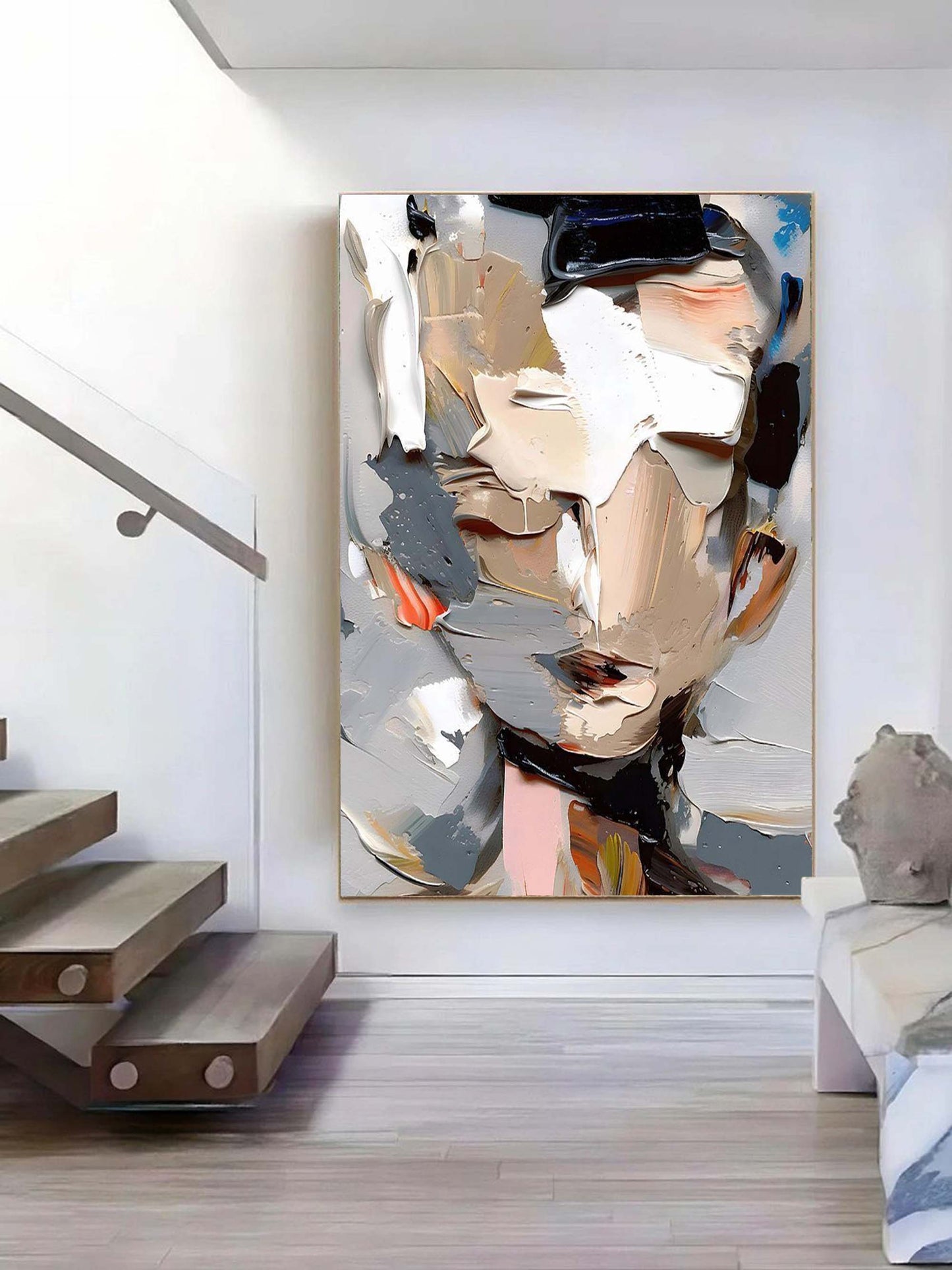Abstract Oil Painting with Bold Colors and Distinctive Textures