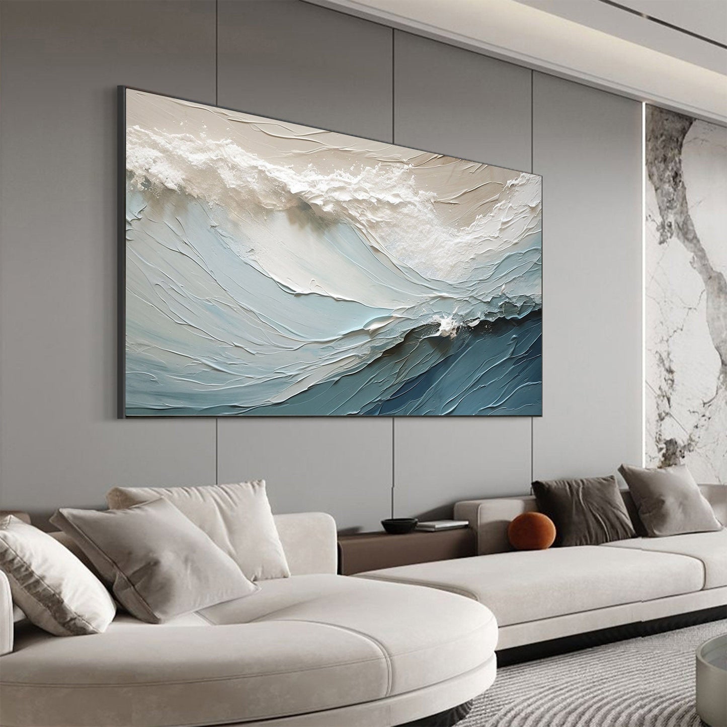 Serene Ocean Waves Oil Painting for Tranquil Home Decor and Relaxing Spaces