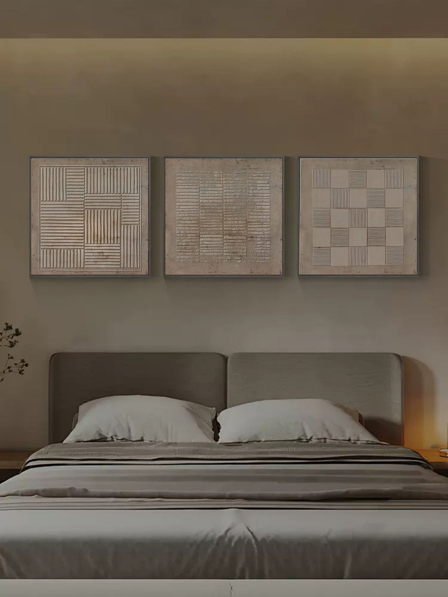 Contemporary Abstract Oil Painting Trio for Modern Home Decor