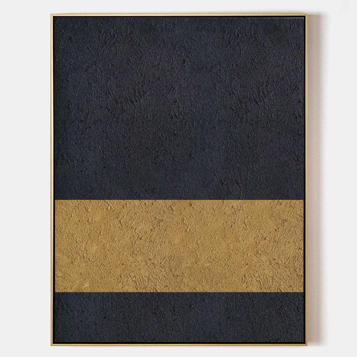 Elegant Black and Gold Abstract Minimalist Oil Painting for Modern Decor