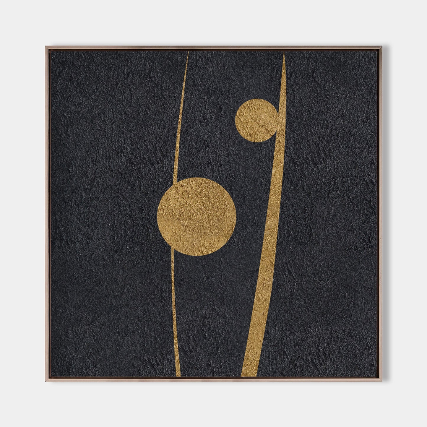 Elegant Black and Gold Abstract Minimalist Oil Painting for Modern Home Decor