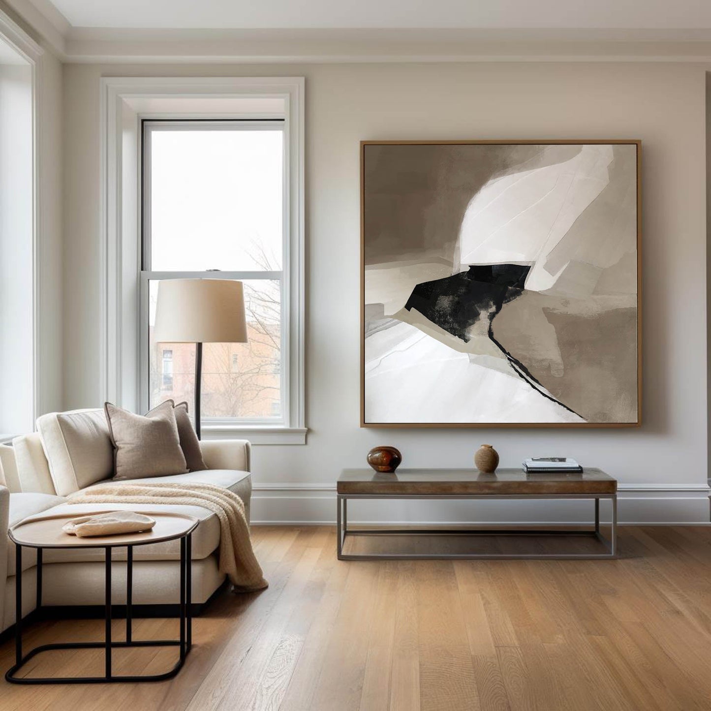 Contemporary Black and White Abstract Oil Painting for Modern Home Decor