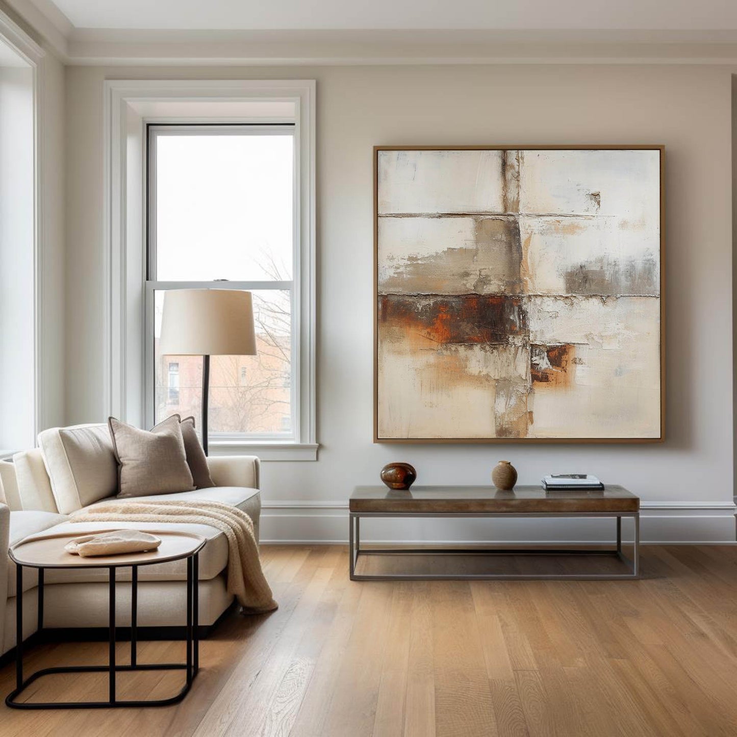 Contemporary Rustic Abstract Oil Painting for Modern Home Decor