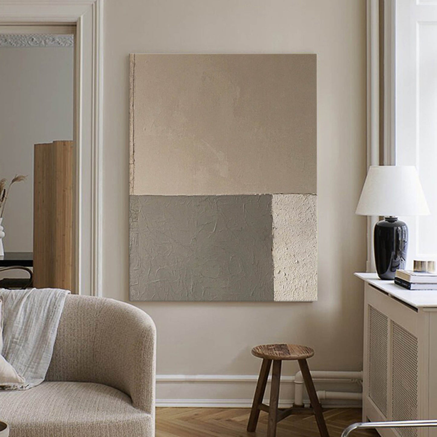 Contemporary Minimalist Geometric Oil Painting for Modern Home Decor