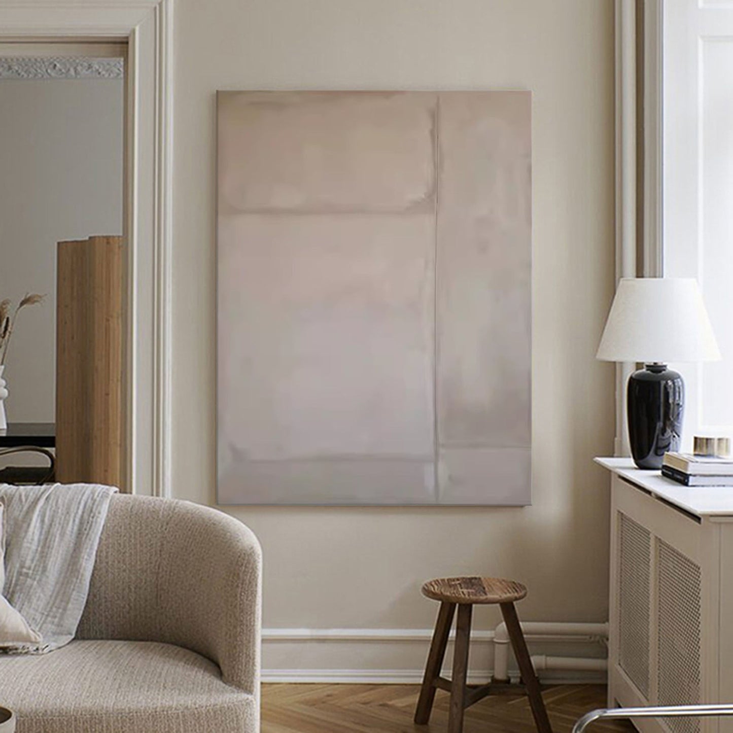 Elegant Minimalist Geometric Oil Painting for Modern Home Décor