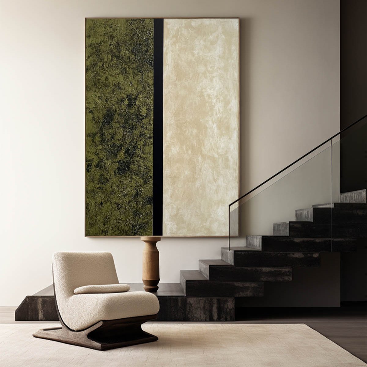Contemporary Green Abstract Oil Painting for Modern Home Décor