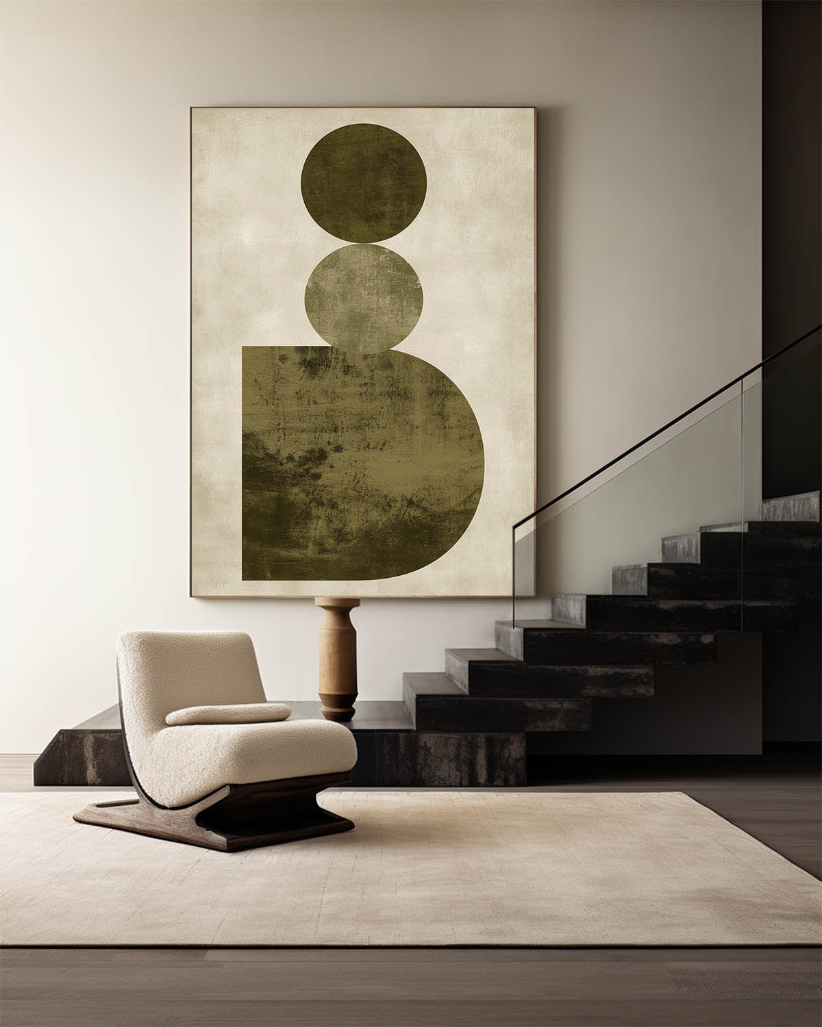 Contemporary Geometric Oil Painting for Modern Home Decor