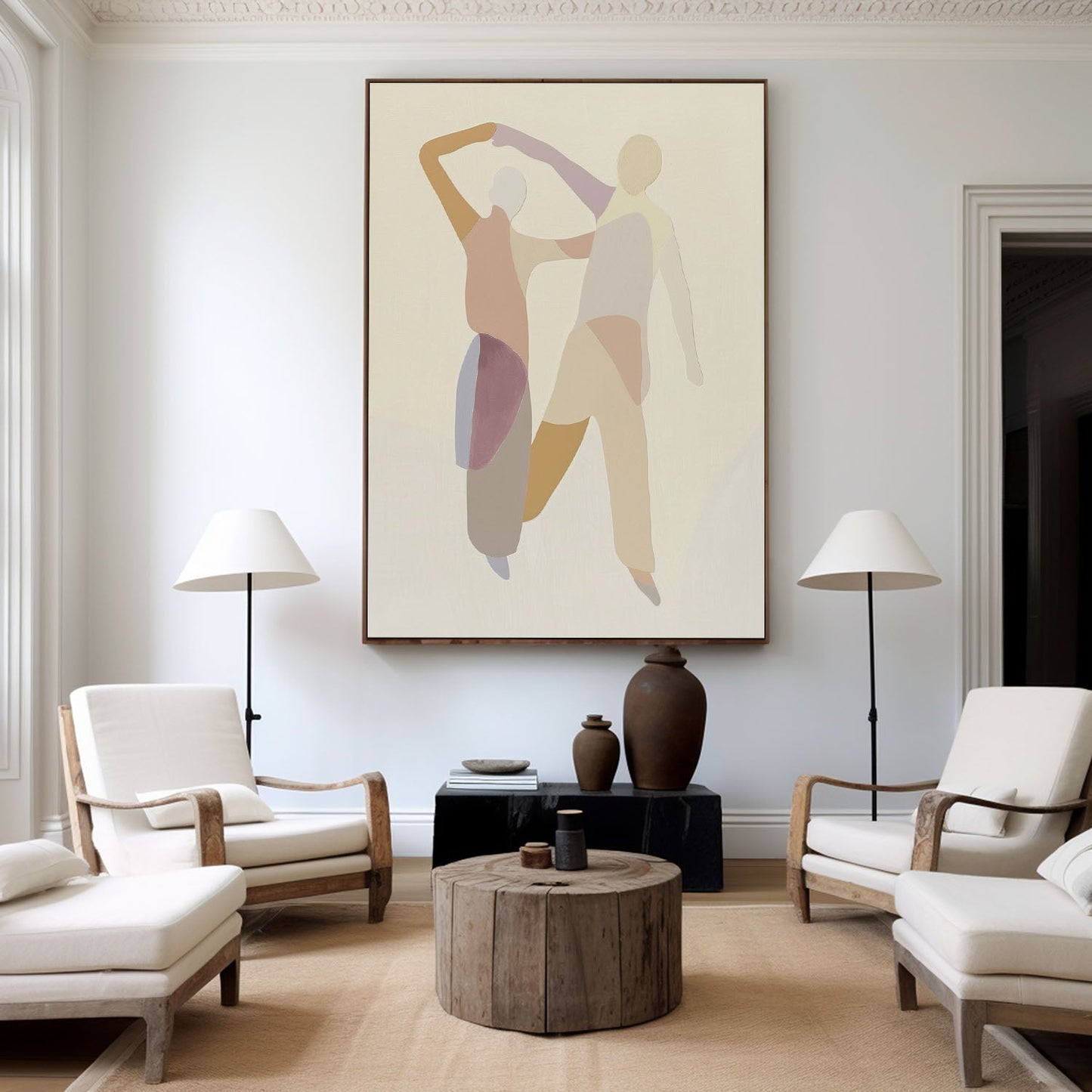Contemporary Abstract Love Dance Oil Painting for Modern Home Decor