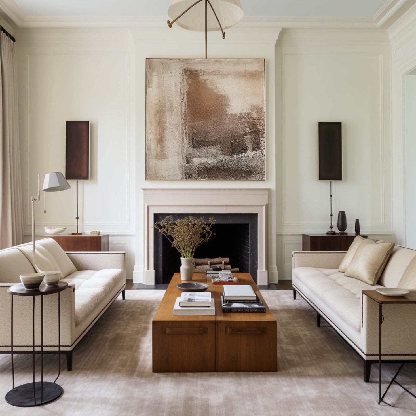 Contemporary Neutral Abstract Oil Painting for Elegant Home Decor