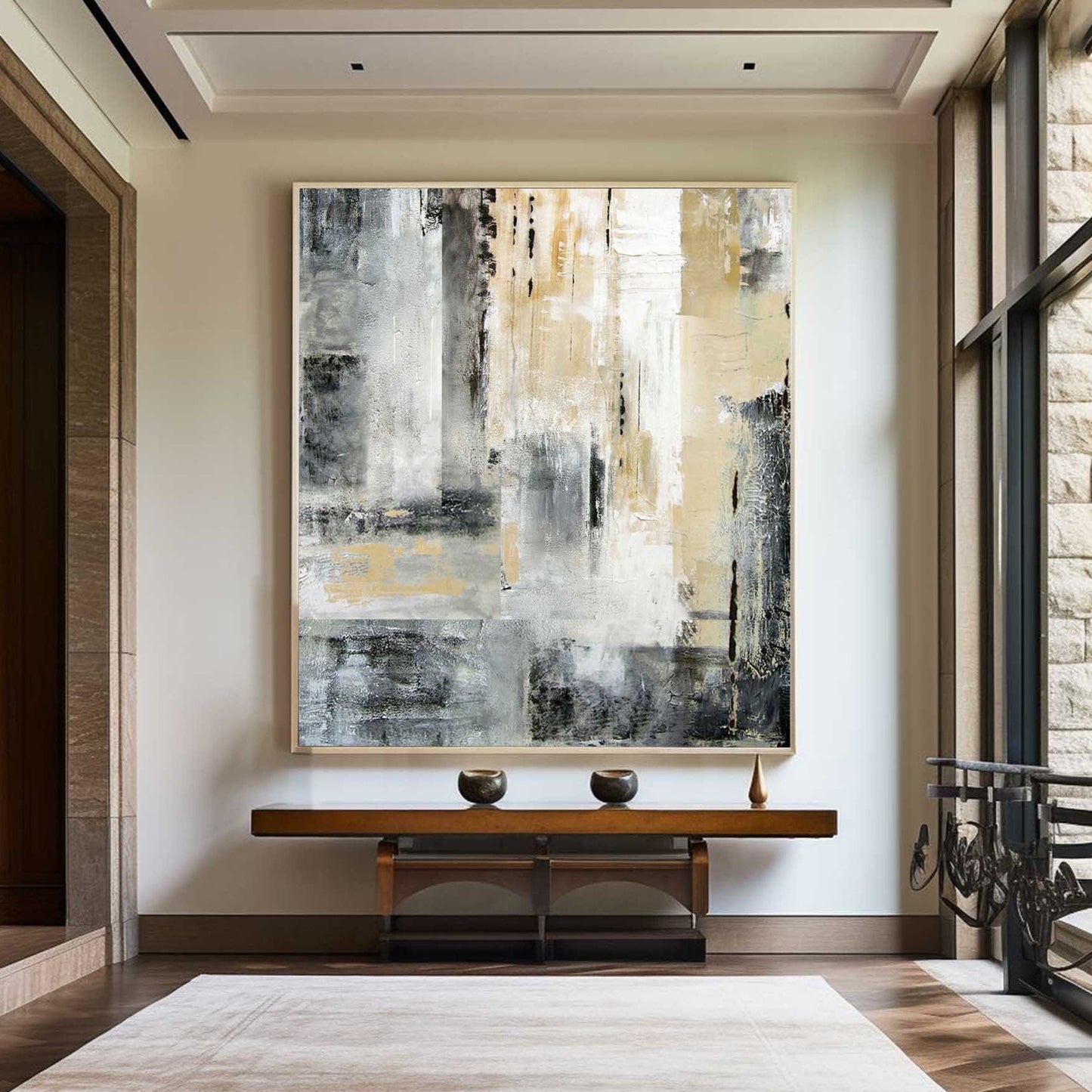 Contemporary Abstract Skyline Oil Painting for Modern Home Decor