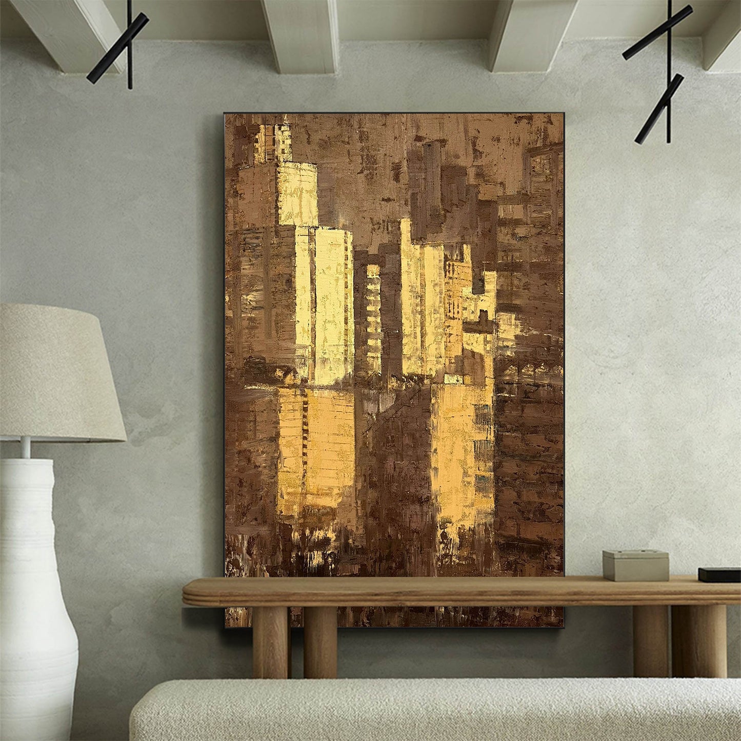 Contemporary Urban Abstract Oil Painting for Modern Home Decor
