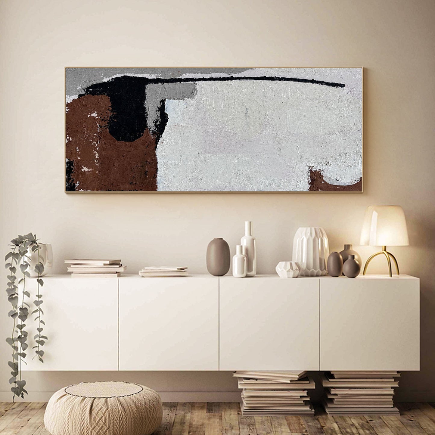 Contemporary Abstract Oil Painting with Bold Colors and Textured Design