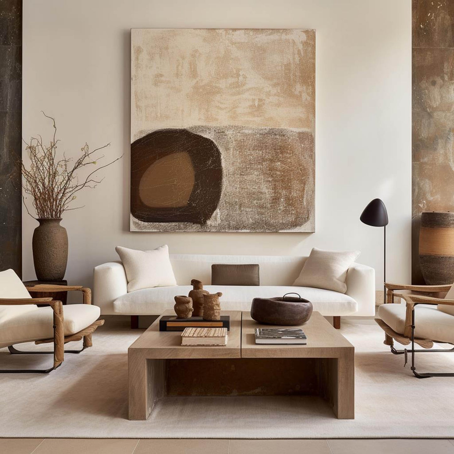 Contemporary Abstract Oil Painting with Earthy Tones for Modern Decor