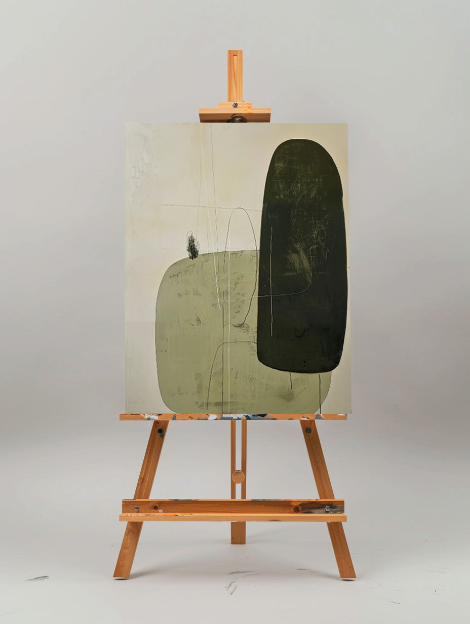 Contemporary Green Abstract Oil Painting for Modern Home Decor