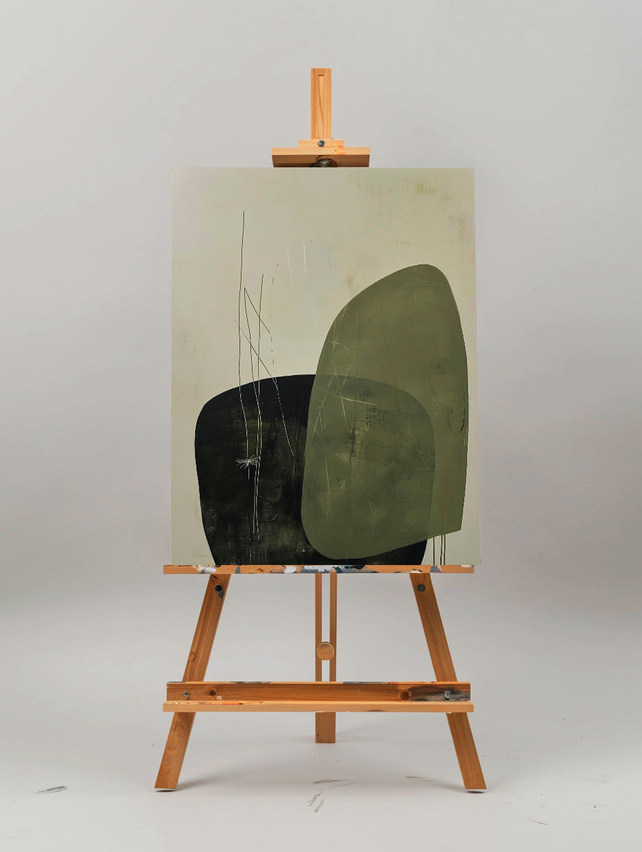 Contemporary Green Abstract Oil Painting for Modern Home Decor